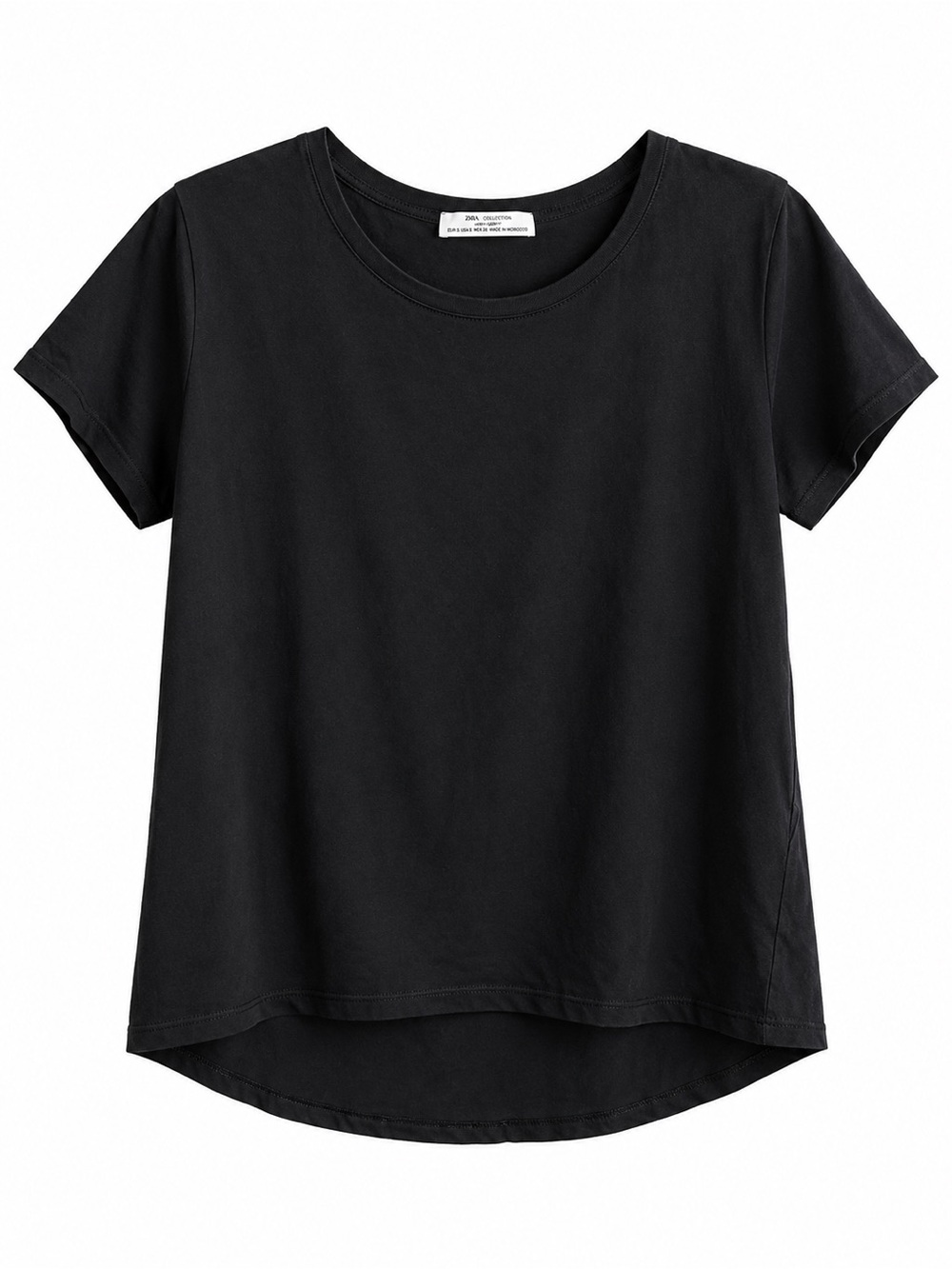 Zara Black Organic Cotton Crew Neck Short Sleeve T-Shirt Size S